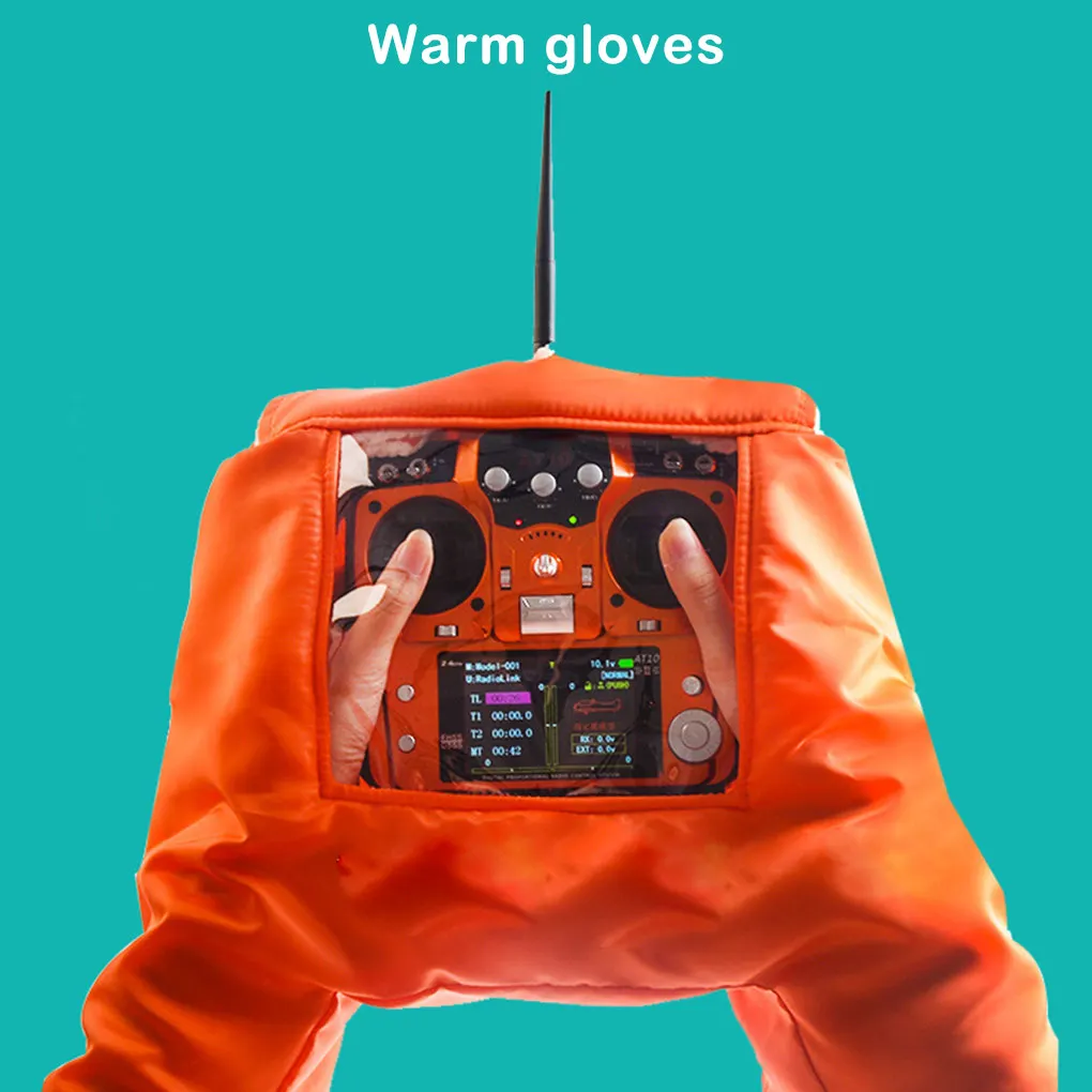

Remote Control Warm Gloves Waterproof Windproof Velvet Inner Outdoor RC Helicopter Transmitter Hand Protective Orange