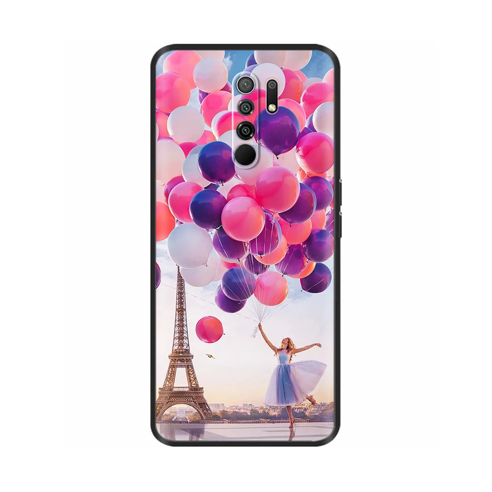 For Redmi 9 Case Xiaomi 9A Shockproof Phone Fashion Flowers Heart Soft TPU Bumper Cover Redmi9 Coque