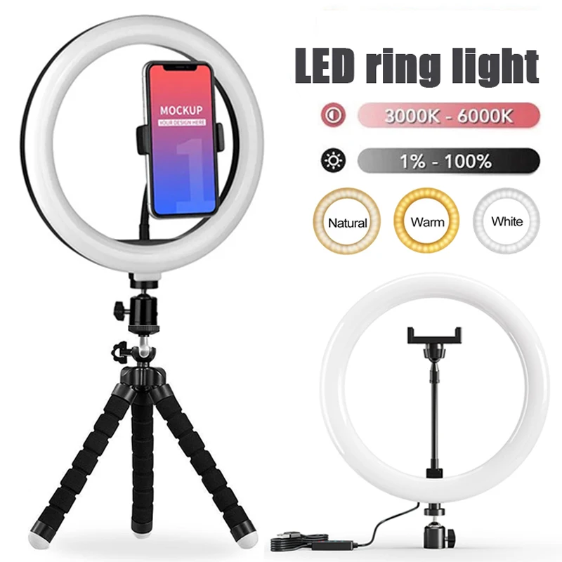 

12inch LED Selfie Ring Light USB Dimmable Photographic Lamp Studio Phone remote control Fill light For Youtube TikTok Video Live