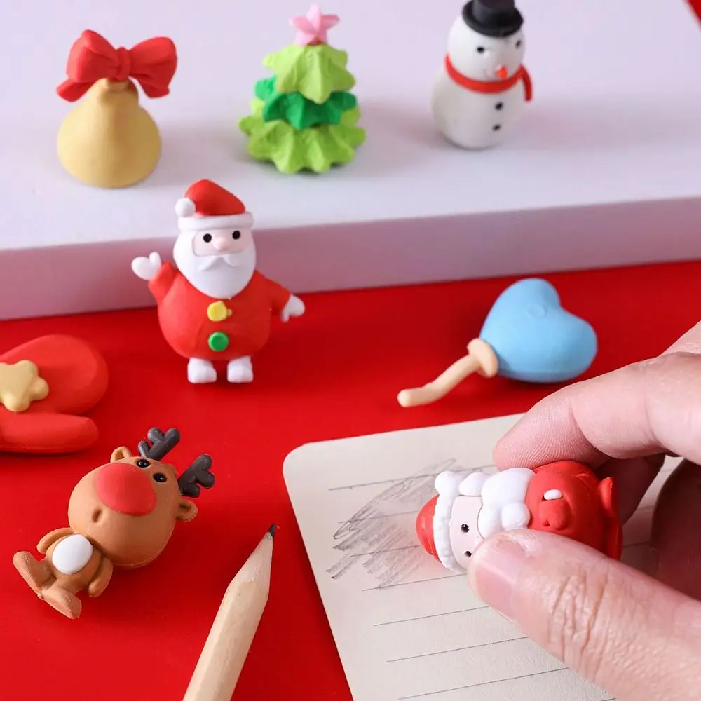 

Elk Christmas Eraser Kawaii Snowmen Santa Christmas Stationery Christmas Tree Good-looking Pencil Erasers Pupils