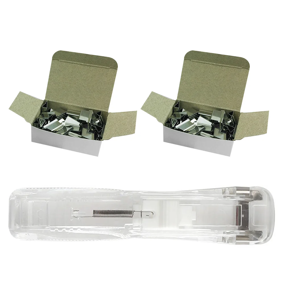

Stapler Paper Clip Clips Dispenser Clam Office Portable Acrylic Student Document Clipper Gold Binder Staple Mini Clamp Handheld