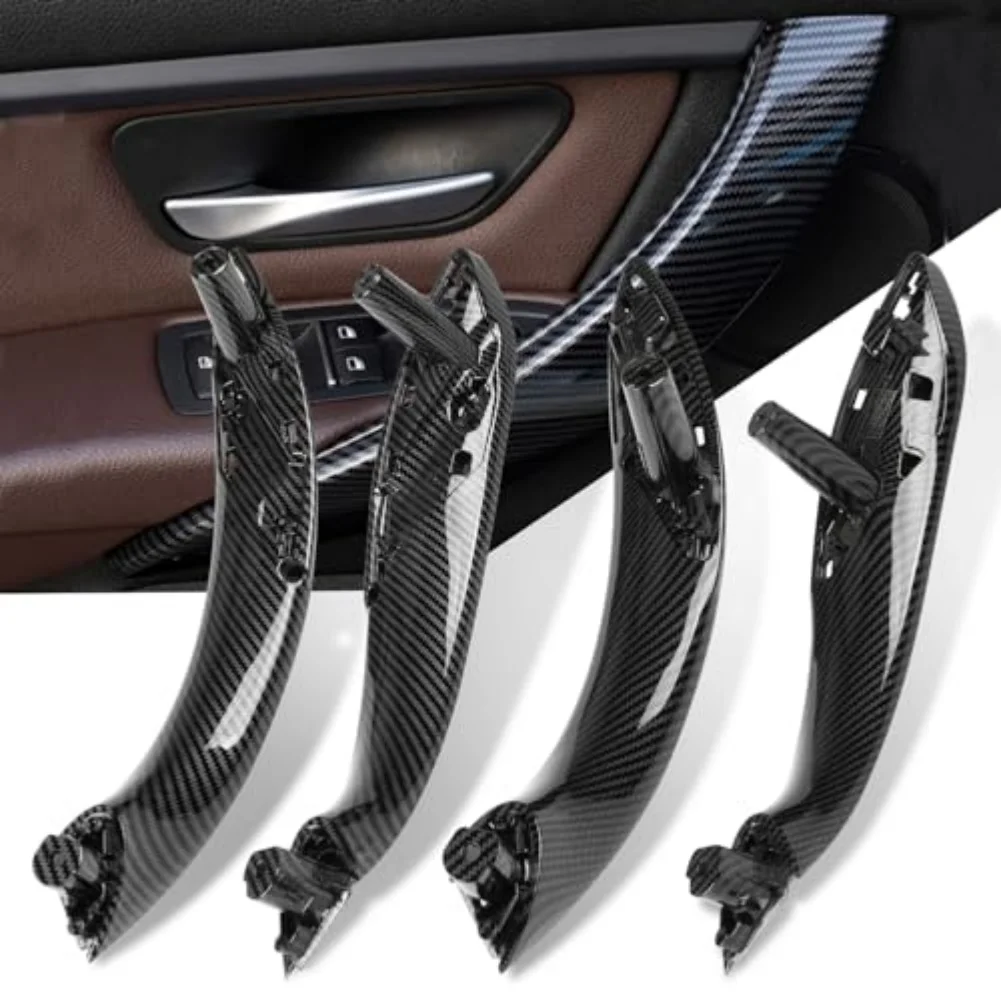 Фото 4 шт. внутренних дверных ручек из ABS+PC с текстурой под карбон для BMW F30 F31 F80 2012-2018 (от 316i до 340i) №3