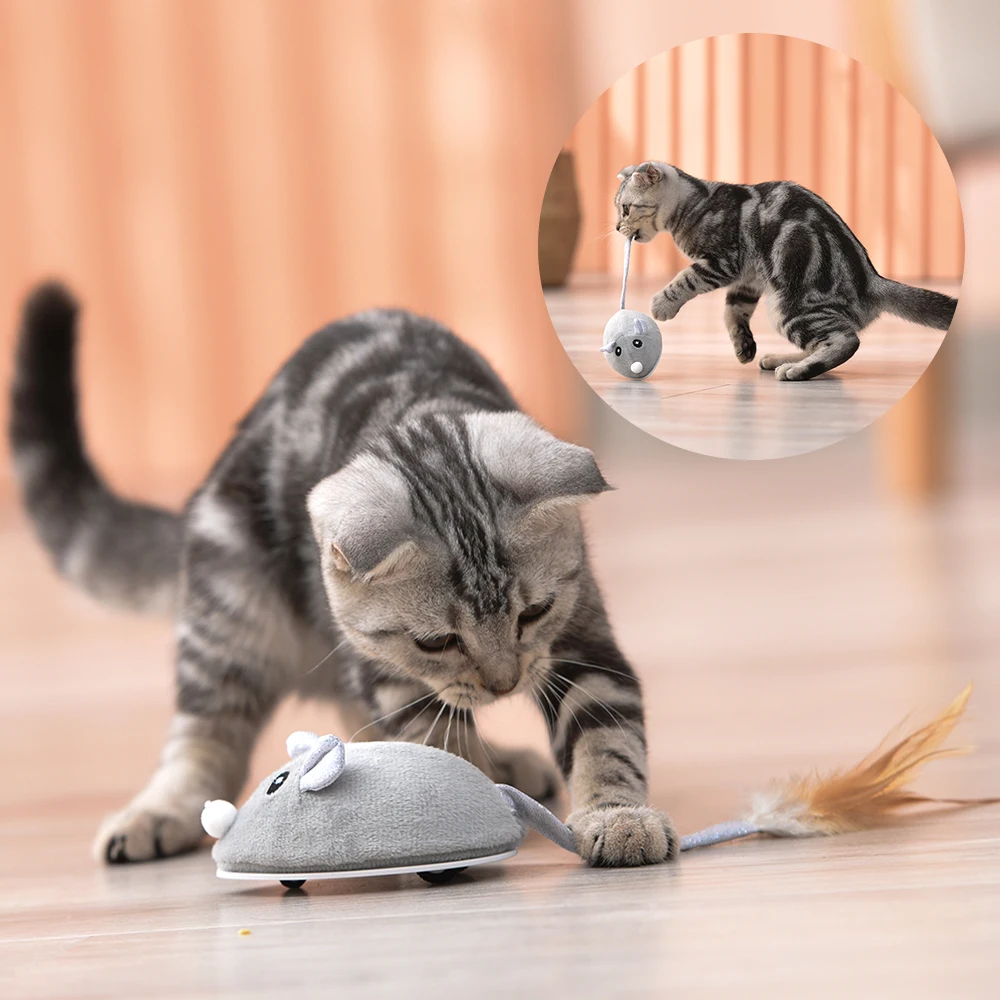 Smart Sensing Mouse giocattoli per gatti giocattolo farcito elettrico interattivo Cat Teaser auto-gioco ricarica USB Kitten Mouse giocattoli per gatti animali domestici