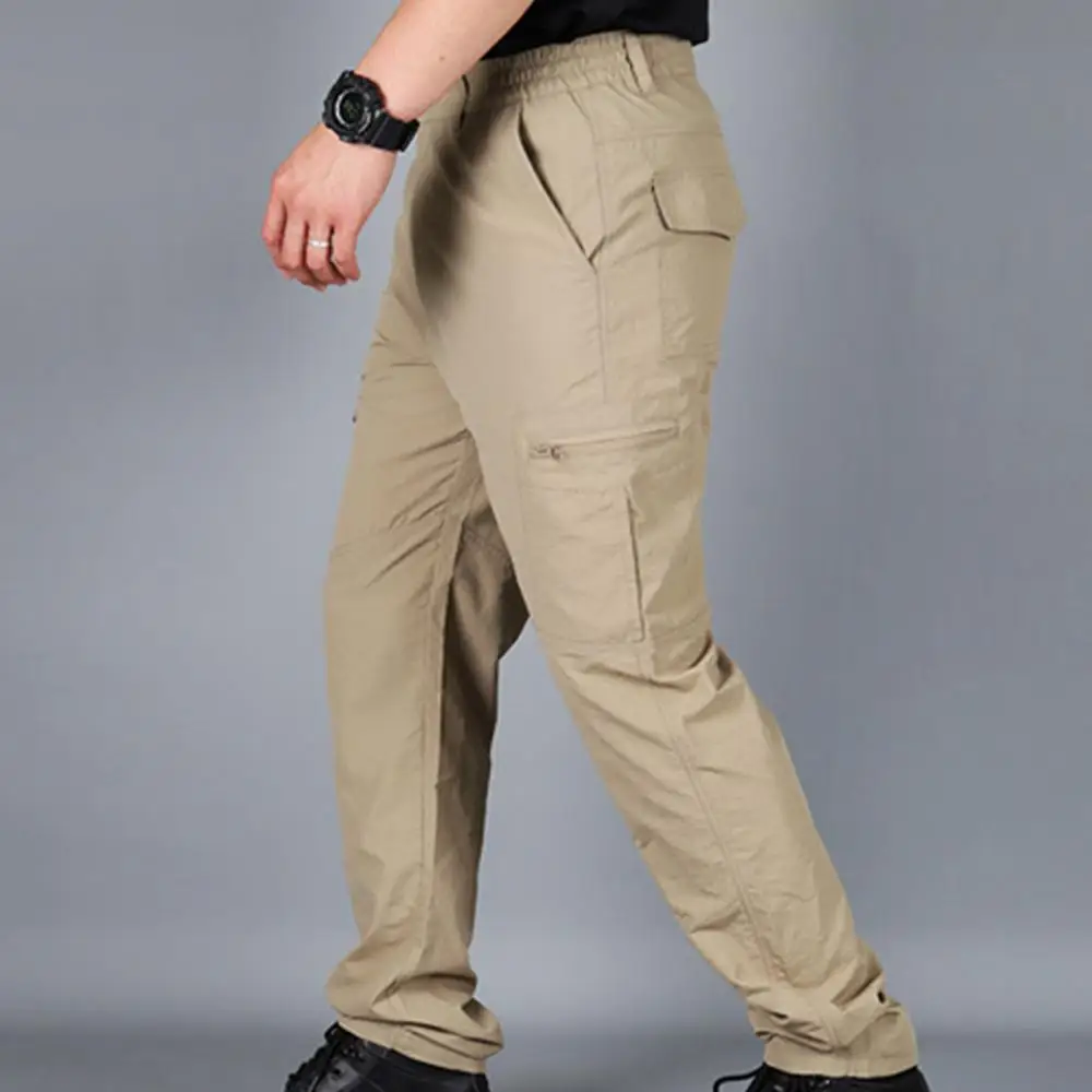 

Joggers Breathable Solid Color Quick Drying Pockets Pants Men Cargo Trousers