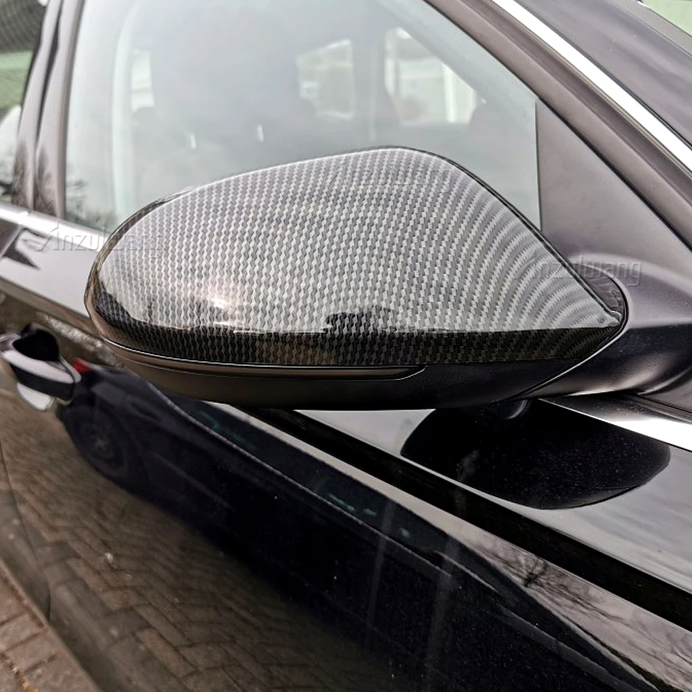 

Car Mirror Cover For Audi A6 C7 S6 RS6 2013+ Carbon black and bright black Rearview Mirror Cover Protection Cap Car Styling