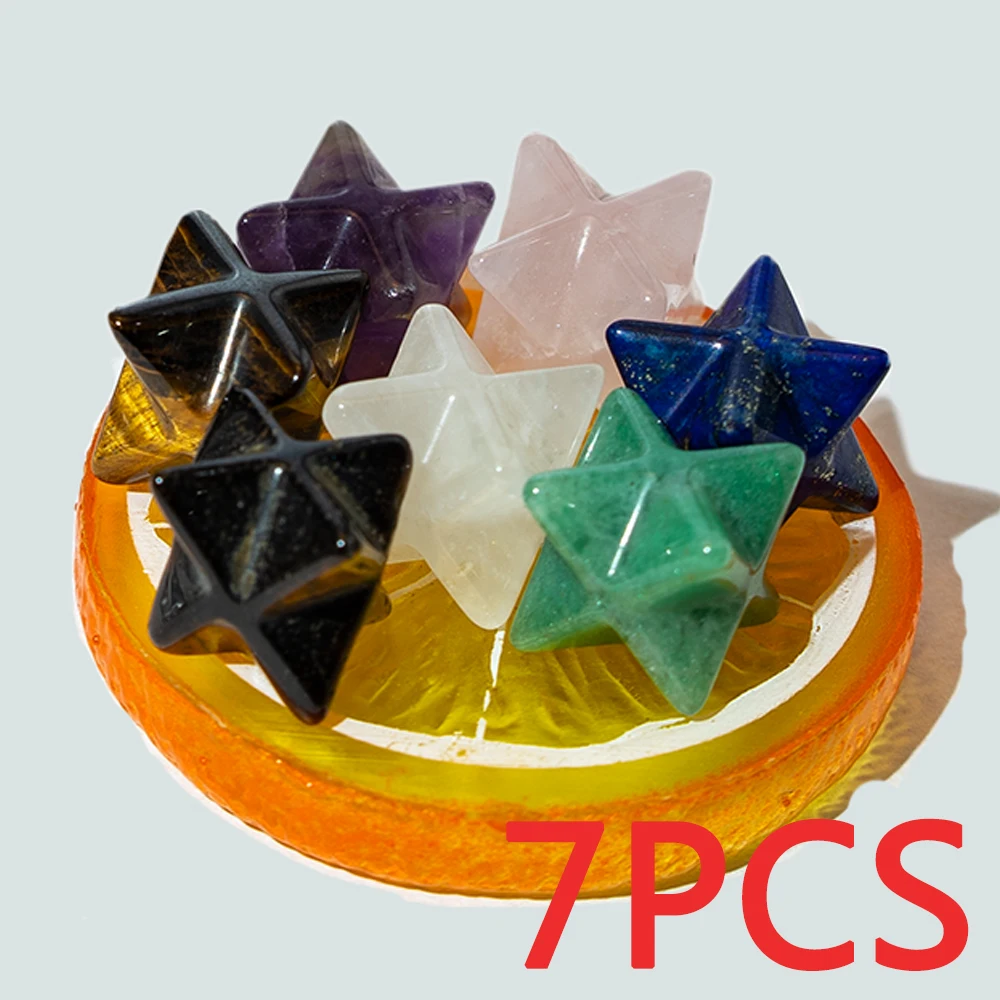 Natural Stone Quartz Crystal Cabamere Star Sculpture Divination Amethyst Three-dimensional Hexagram Crafts Trendy Decoration