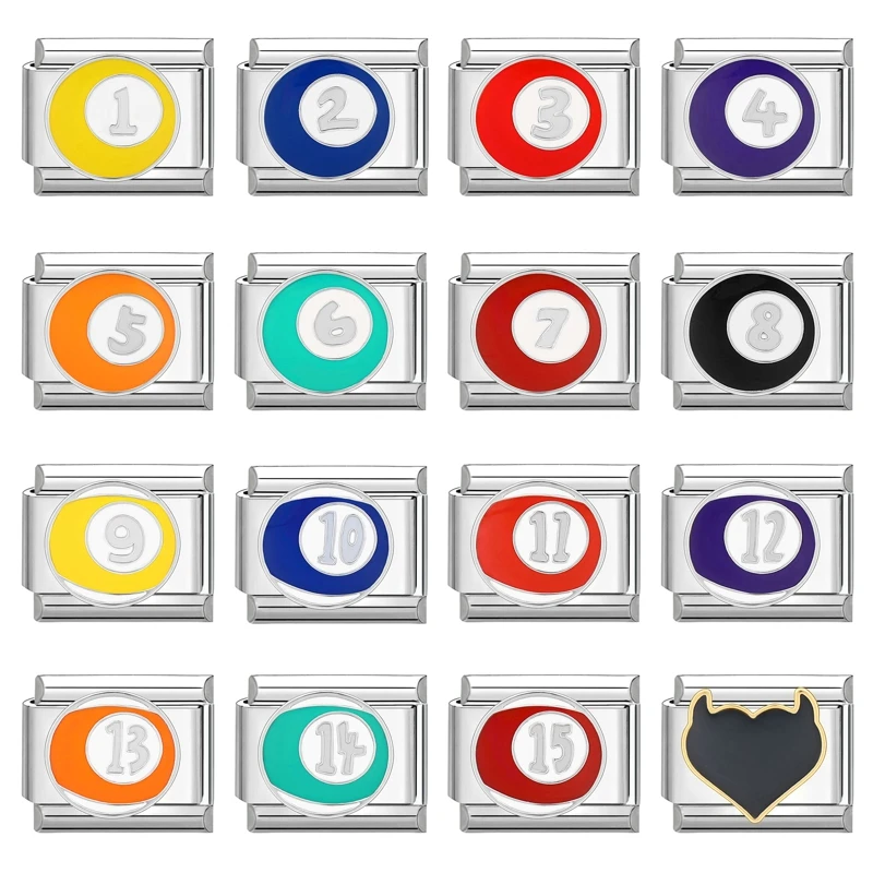 2024 Women Fashions Table Tennis Italian Charm Links Fit 9mm Bracelet Stainless Steel Making DIY Jewelry Birthday Gift