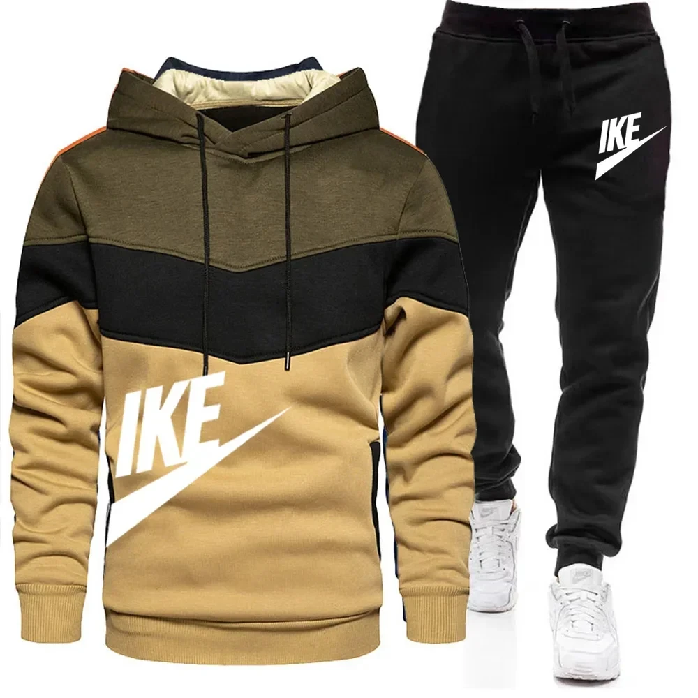 

2023 New Men's Autumn Winter Sets Zipper Hoodie+Pants Pieces Casual Tracksuit Male Sportswear Brand Clothing Sweat Suit