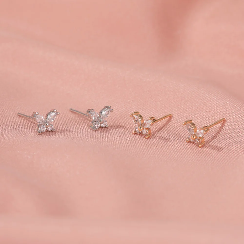 

Crystal Butterfly Earrings Fashion Sen Super Fairy Micro-Inlaid Zircon Butterfly Earrings Simple Temperament Earrings