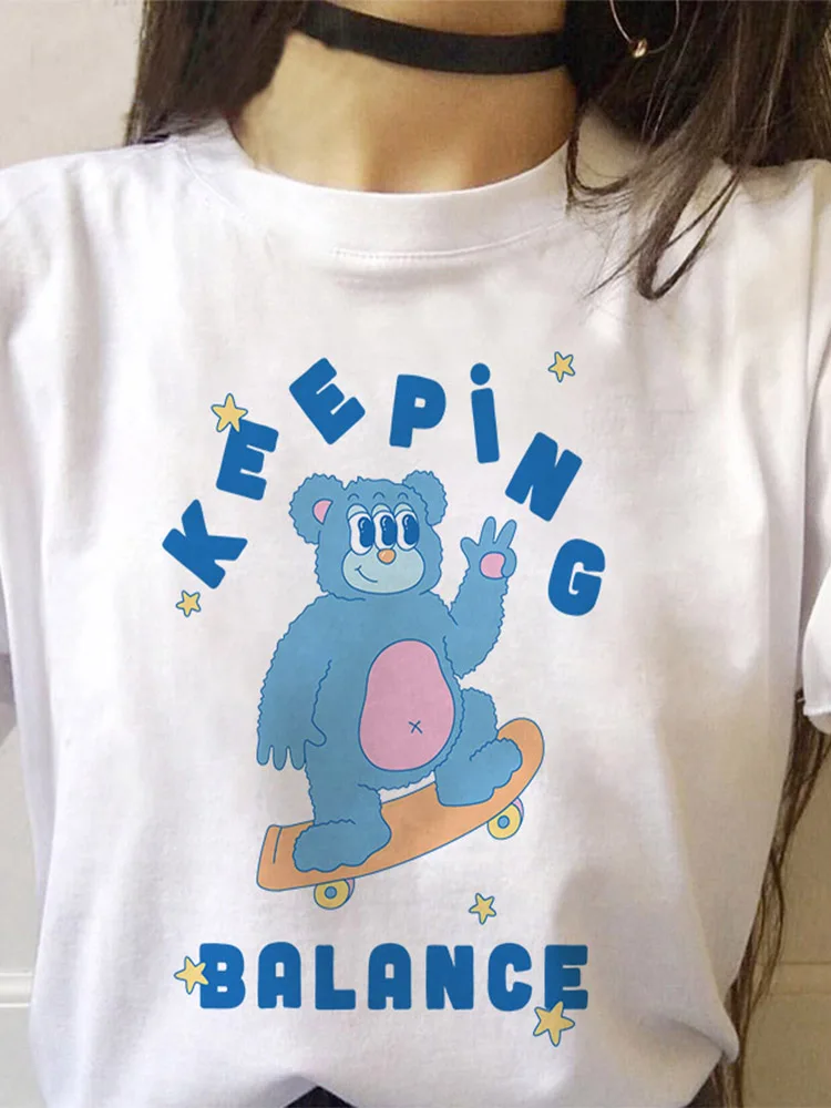 

Women T-shirts O-neck Blue Panda Cute Tops Ladies Casual Basic Short Sleeve Shirt For Woman White Tshirt Summer Female Cartoon