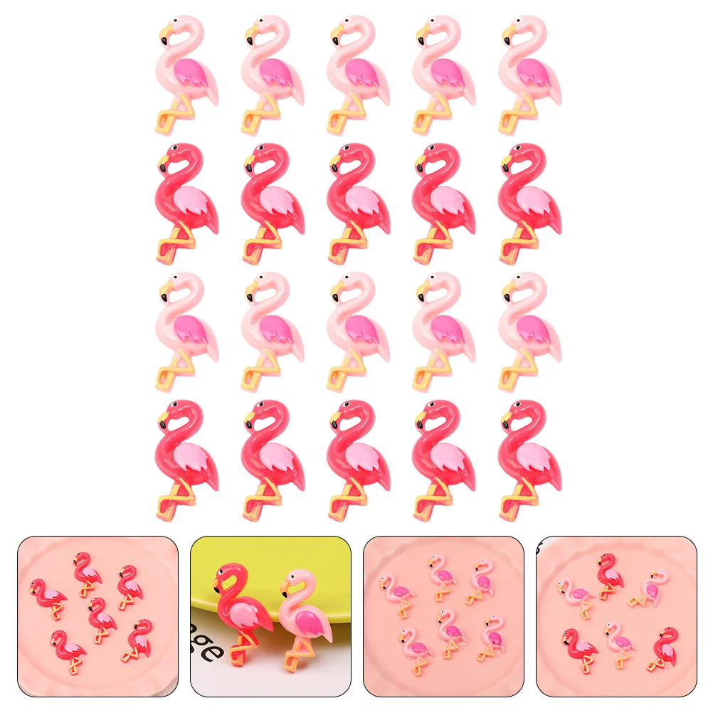 

40 Pcs Flamingo Accessories Resin Phone Case Decor Shells Hair DIY Crafts Supply Flat Clips Cover Charms Headgear Delicate