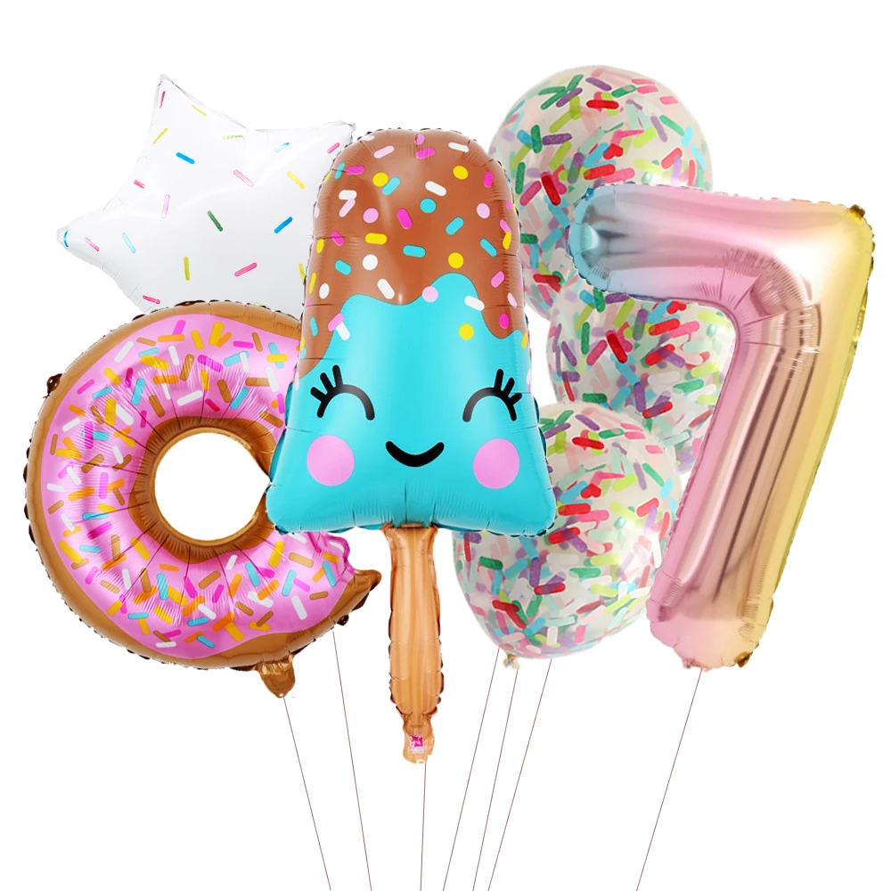 

Фольгированные шары OLOEY "Конфеты Пончик Мороженое" для дня рождения 1-9 лет