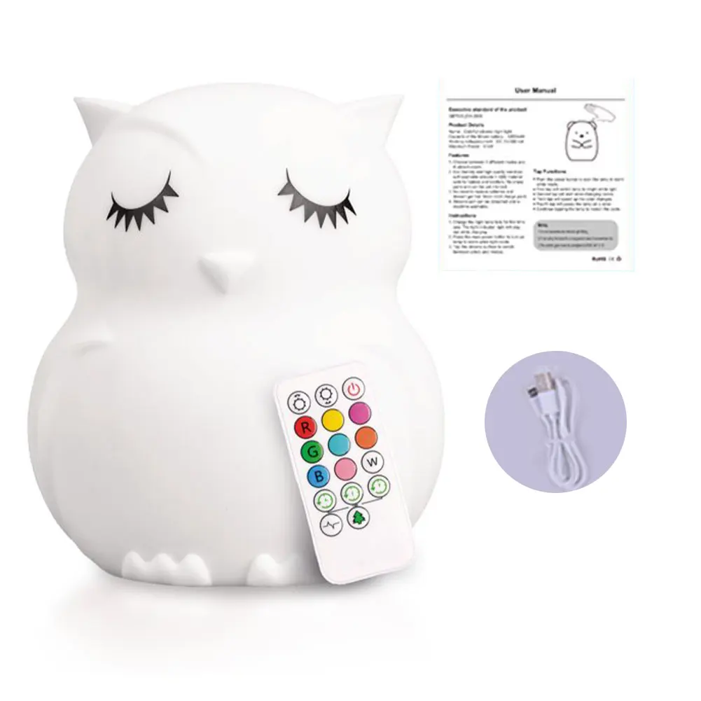 

Remote Control For Kids Portable Toddler Mini Eye Protection LED Nursery Night Light Cute Animal Bright With Touch Sensor