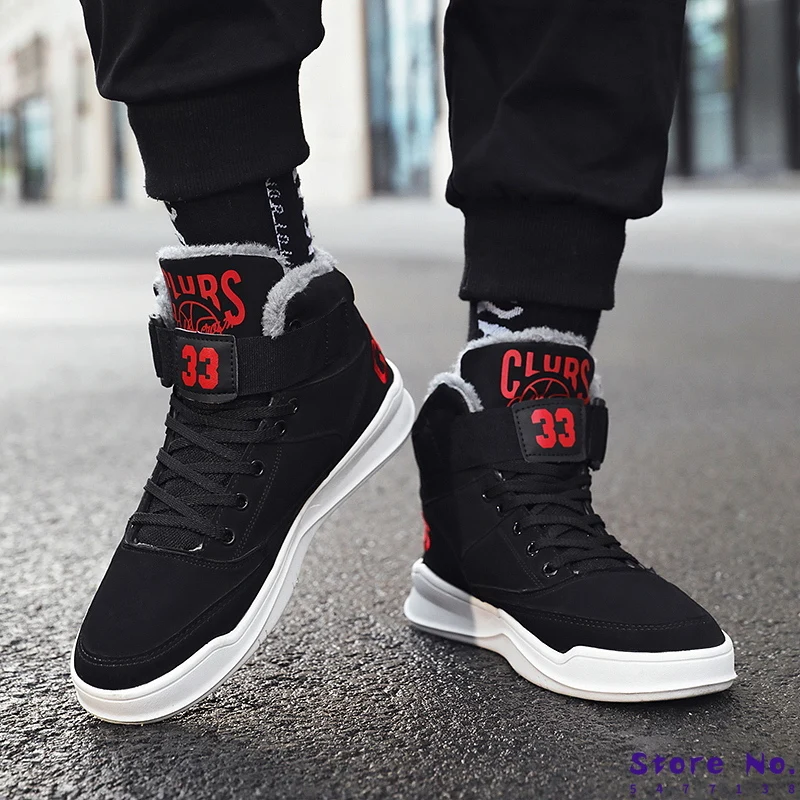 

Зимние ботинки унисекс 2021, мужские зимние теплые плюшевые высокие кроссовки, мужская повседневная обувь на шнуровке, Осенняя обувь на плоск...