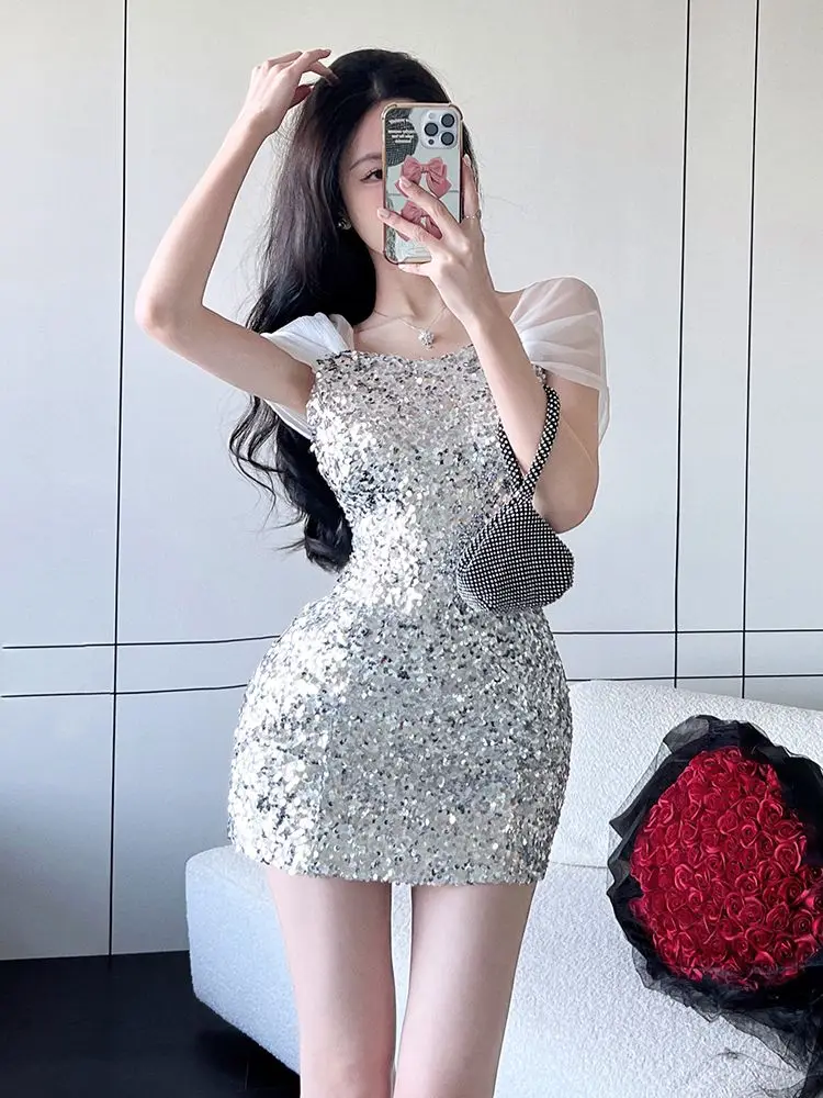 

High Quality Women's Fashion Summer Short Sleeved White Lace Hollow Summer Dress Ladies High Waist Embroidery Runway Dress