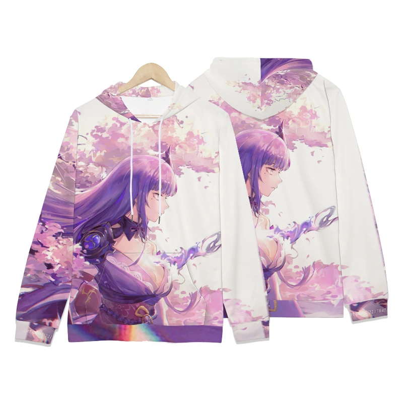 

Толстовка унисекс с 3D принтом аниме Genshin KLEE Raiden Shogun, уличная одежда для мужчин и женщин, Модный пуловер большого размера в стиле Харадзюку, то...