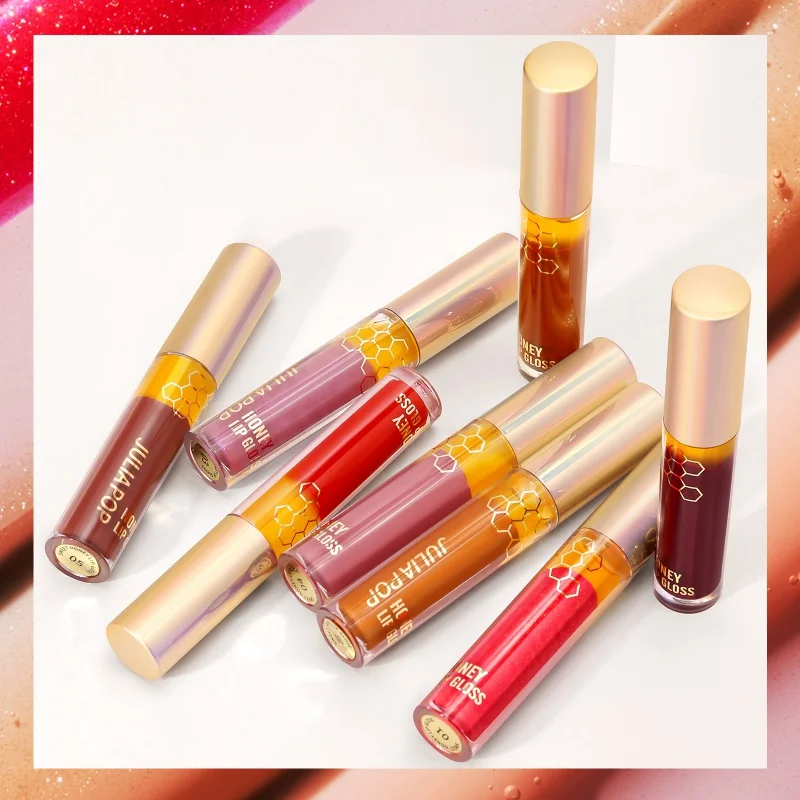 

Honey Lip Lacquer Moisturizing and Nourishing with Thin and Glittering Pearlescent Layered Design Lip Gloss Lipstick for Girls