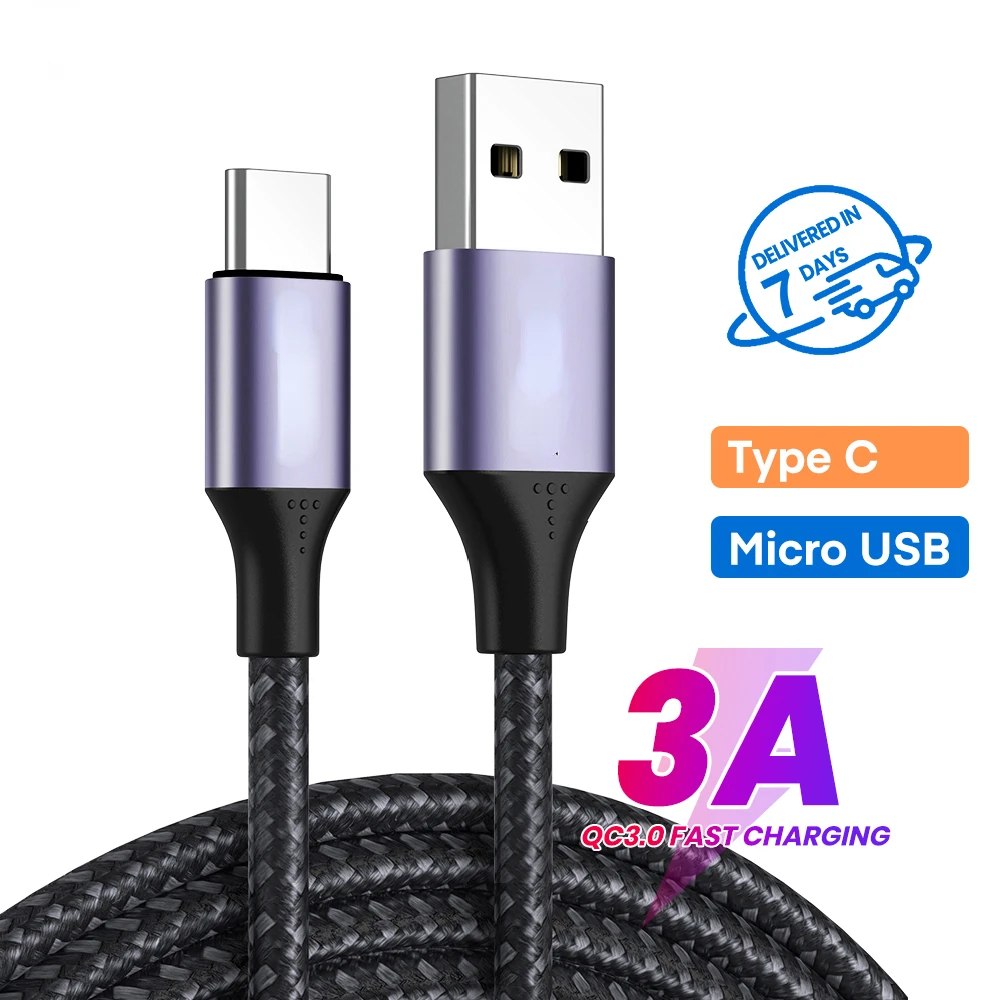 

Free Shipping Charging Cable Cord Quick Charge Mobile Phone Cables Wire for Xiaomi Redmi Note 10 9 AN10 3A Micro USB Type C Ph