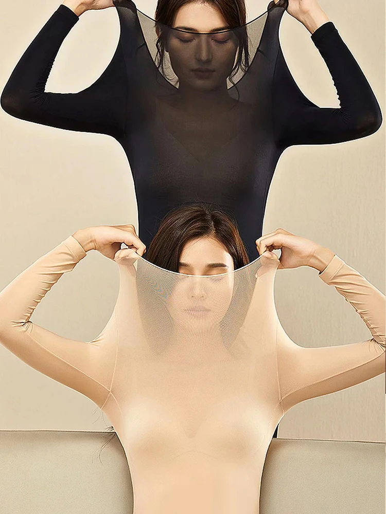 

Брюки, нижнее белье, зимнее женское однотонное нижнее белье EVNISI, высокий костюм, одежда, бесшовный тонкий комплект, пижама, Теплая эластична...