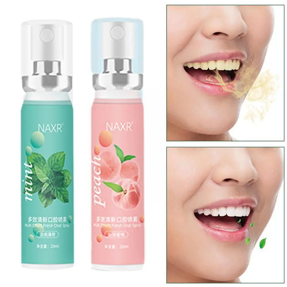 

Mint Peach Breath Freshener Spray Fruity Breath Halitosis Treatment Refreshing Mouth Odor Liquid Care Spray Freshener 20ml Q9R1