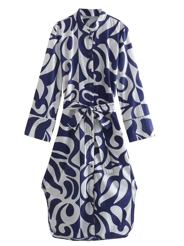 

Женское винтажное платье-миди с длинным рукавом, поясом на резинке и бантом