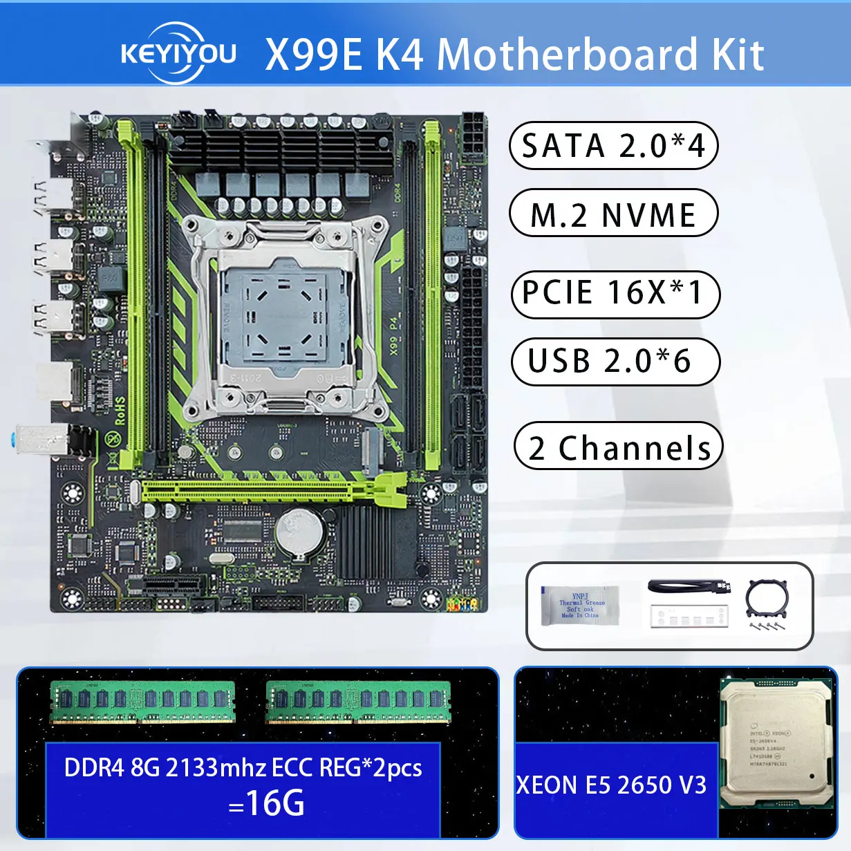 Новый комплект материнской платы X99 с процессором Intel Xeon E5 2650 V3 и двухканальным