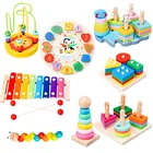 Горячая Распродажа детские игрушки, Разноцветные деревянные блоки, Детские Музыкальная погремушка, графические познавательные игрушки для раннего развития для детей 0-12 месяцев