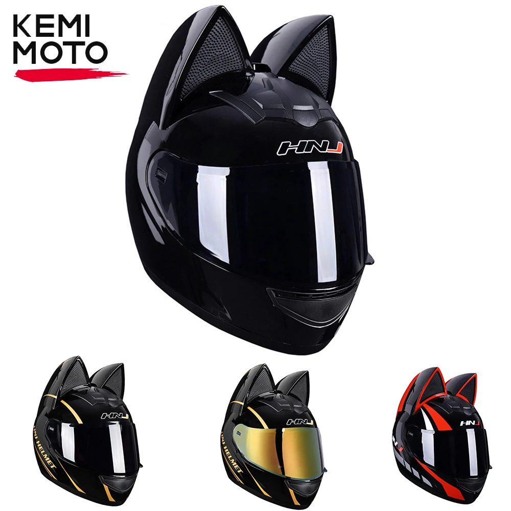 Motorcycle Helmets Moto Cat Ears Helmet Personality  DOT Approved Full Face Breathable Casco Moto Helmet for Men Women enlarge