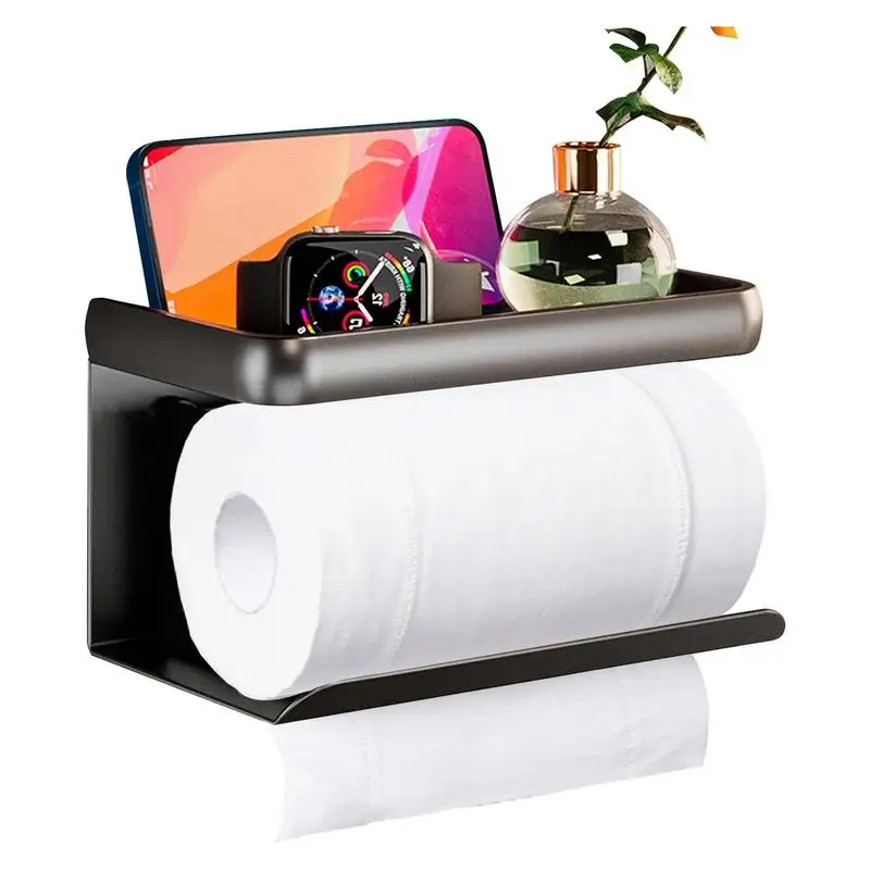 

Настенный держатель для туалетной бумаги, настенный держатель для бумаги в ванную комнату с полкой для телефона, многофункциональный держатель для хранения бумаги в уборной