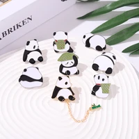 2pcs new animal alloy brooch creative cartoon cute panda shape dripping badge clothes accessories cute animal enamel needle