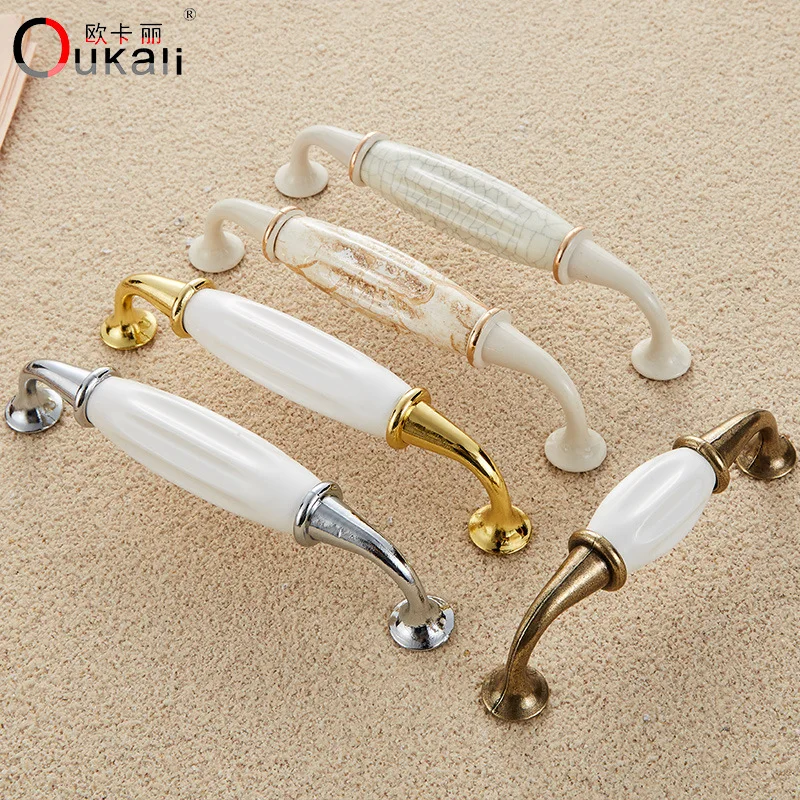 

Classic Creative Cabinet Pulls Zinc Alloy Ceramic Wood Grain Marble Crack Shoe Cupboards Furniture Door Knob Bathroom Cabinets