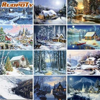 ruopoty pictures by numbers snow scenery oil painting by numbers kits diy drawing canvas handpainted home decor unique gift