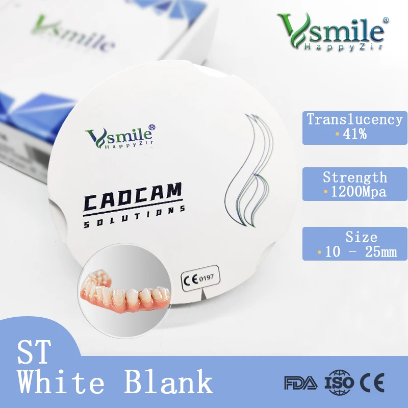

Dental 95mm Zolid ST White Zirconia Puck With 1200Mpa Strength For Full Bridge Compatiable With Zirkonzahn Machine