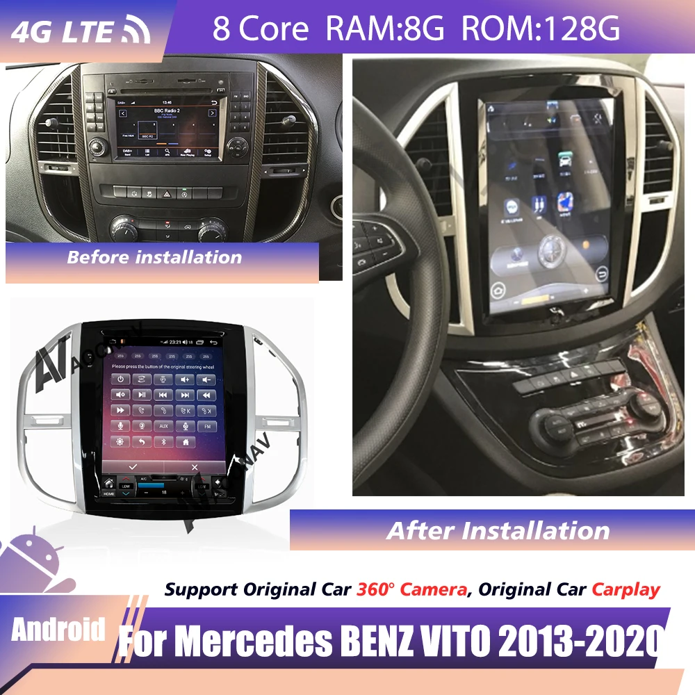 

Стереоприемник, система Android для Mercedes BENZ VITO 2013 2014 2015 2016 2017 2018-2020, автомобильная Беспроводная с Carplay