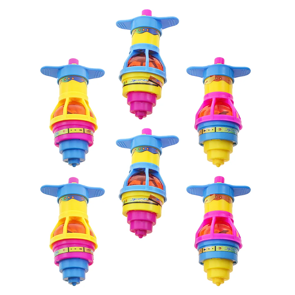 

6 Pcs Funny Gyro Plastic Gyro Luminous Gyro Kids Manual Gyro