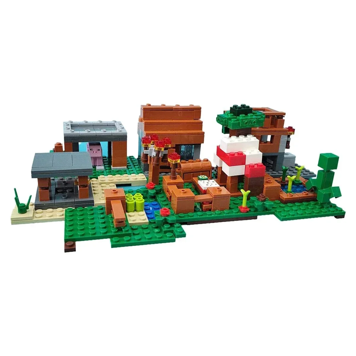 Мой мир Minecrafted Village Tree House Водопад Warhorse Строительные блоки с фигурками Кирпичи DIY