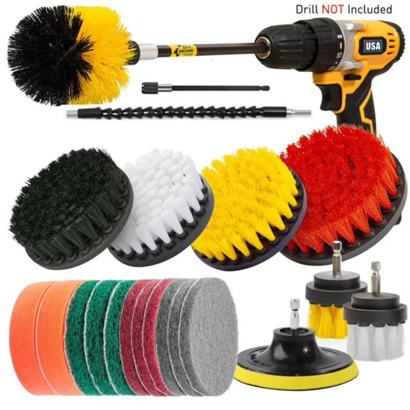 

2/3.5/4/5'' Brush Attachment Set Power Scrubber Brush Car Polisher Bathroom Cleaning Kit with Extender Kitchen Cleaning Tools