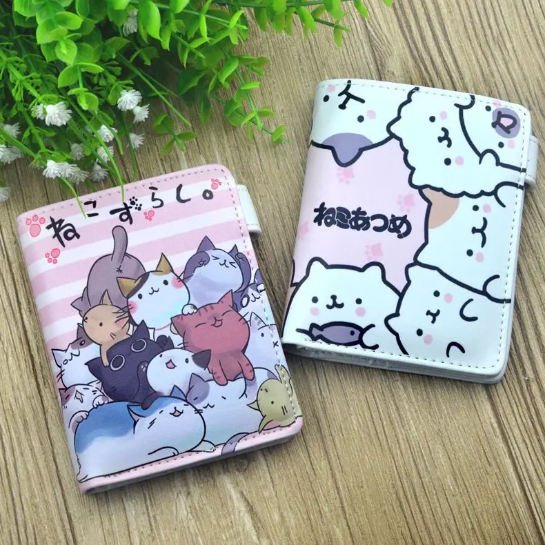 E-Mell Neko Atsume Cat backyard PU Short Wallet