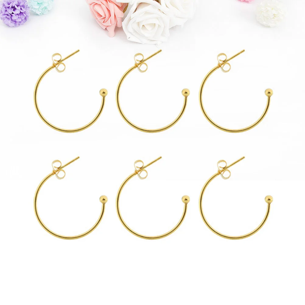 

6Pcs DIY Handmade Ear Hooks Delicate Stainless Steel C-shaped Eardrops Beads Materials DIY Ear Jewelry Accessories (Golden