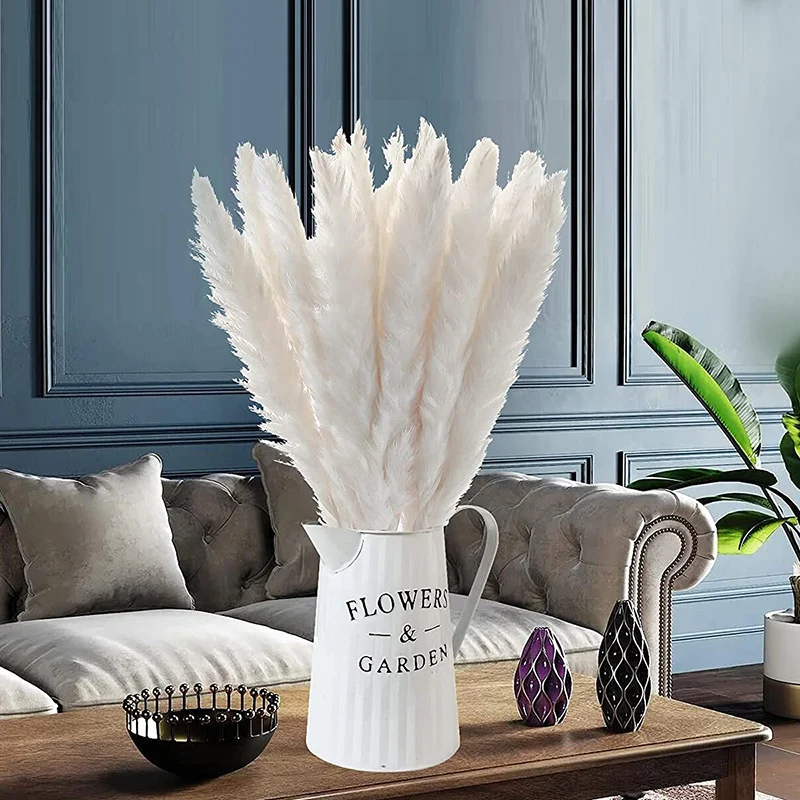 

30Pcs Natural Pampas Grass Plume Decor Dried Flowers Phragmites Bouquet Fluffy Reed For Wedding Home Kitchen Room Decoration