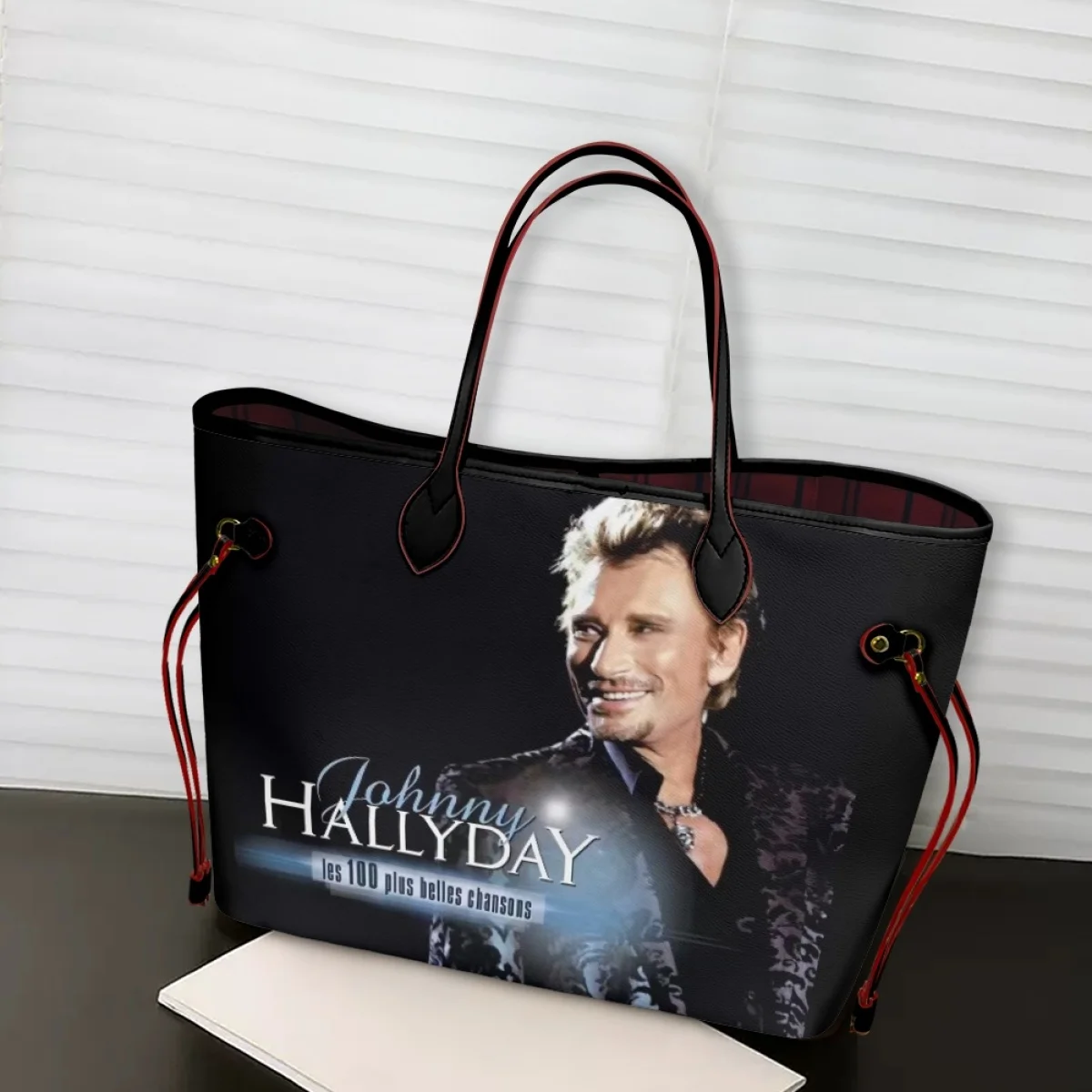

Women Handbags Johnny Hallyday Rock Singer Print Large Capacity PU Leather Shoulder Bags for Female Big Totes Beach Bolsa Mujer