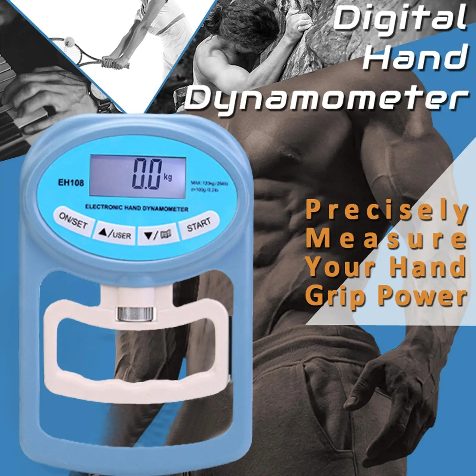 

268lbs/120 Kgs Digital Hand Dynamometer Grip Strength Capturing Electronic Power Meter Auto Measurement Hand Grip B1g2