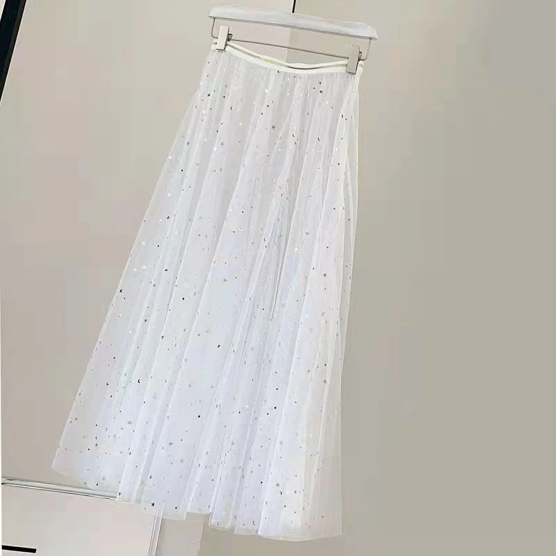 Юбка Lucyever женская прозрачная сетчатая модная длинная трапециевидная юбка с