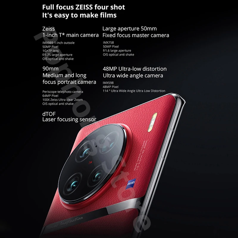 Vivo X90 Pro + Plus 12GB 512GB 5G Mobile Phone 6.78 inch Curved screen 2K E6 AMOLED Snapdragon 8 Gen 2 4nm Ocat Core 80W  charge