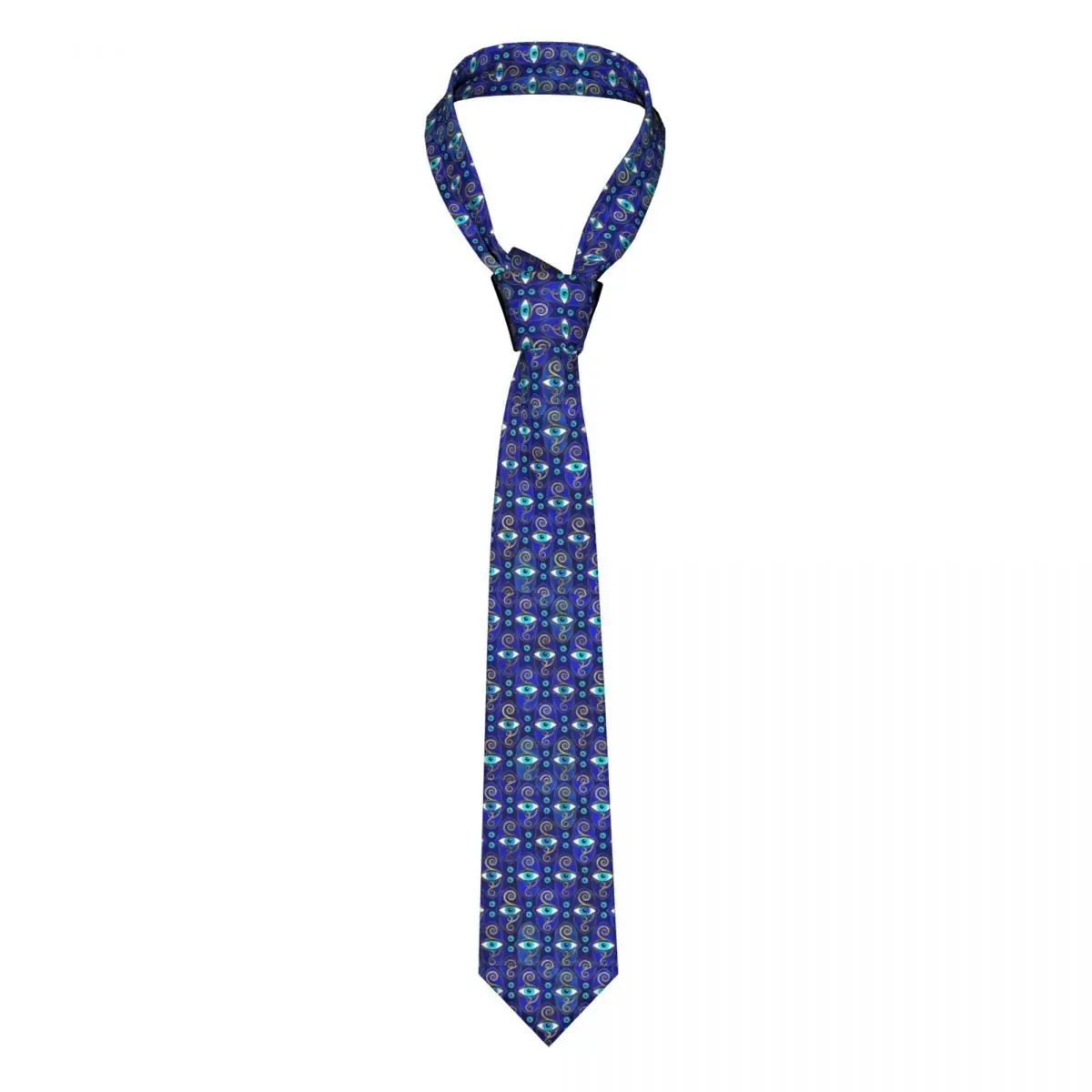 Blue Evil Eye Charm Tie Greek Amulet Office Polyester Silk Neck Ties For Men Gift Blouse Printed Cravat