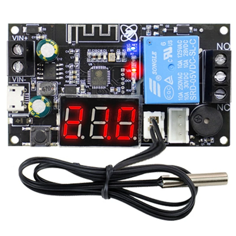 

6-30V WIFI Remote Thermostat Temperature Controller Module Cooling Heating APP Temperature Collection-44-110 Celsius