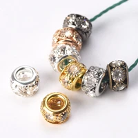 10pcs 8mm 10mm rondelle crystal ball hollow metal loose spacer beads for jewelry making diy crafts findings