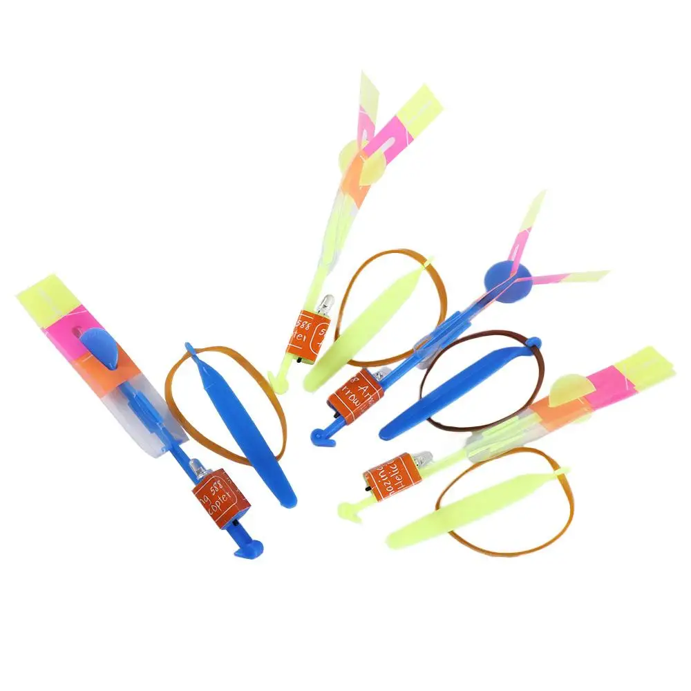 

Подарок светодиодный летающие игрушки, эластичный вертолет, вращающаяся игрушка, светящаяся Рогатка, летающая ракета, сияющая Рогатка