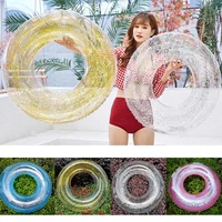 transparent inflatable swim tube glitter raft round swim ring for summer pool swim tube swim ring accessories fk88