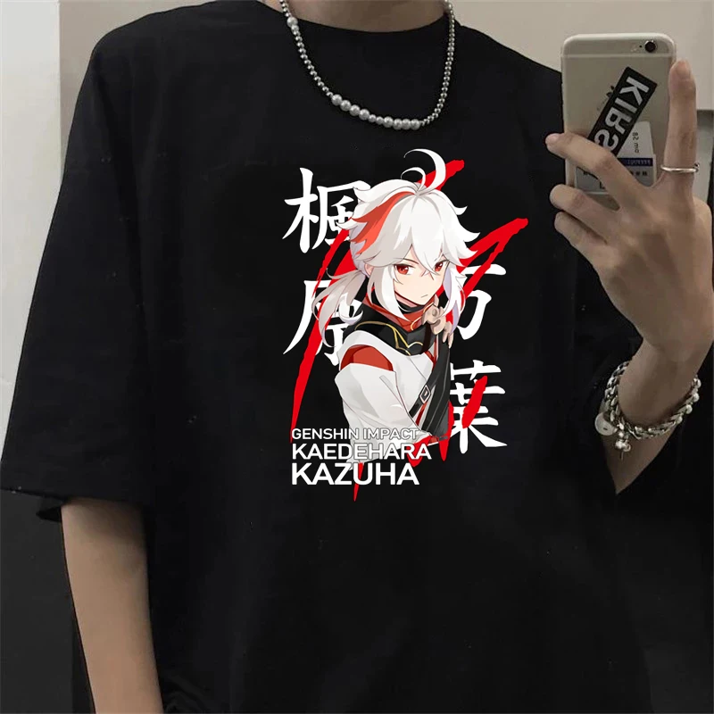 

Cartoon Genshin Impact T Shirt Men Kawaii Hu Tao Graphic Tees Xiao Genshin T-shirt Unisex Hip Hop Tops Harajuku Tshirt Male